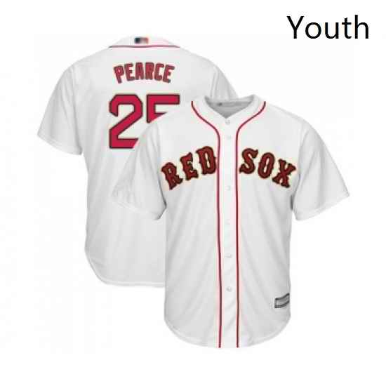 Youth Boston Red Sox 25 Steve Pearce Authentic White 2019 Gold Program Cool Base Baseball Jersey